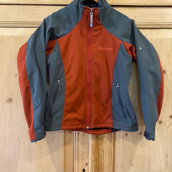 Marmot Womens Orange Gray WindStopper Full Zip Jacket Size Small - Picture 1 of 7
